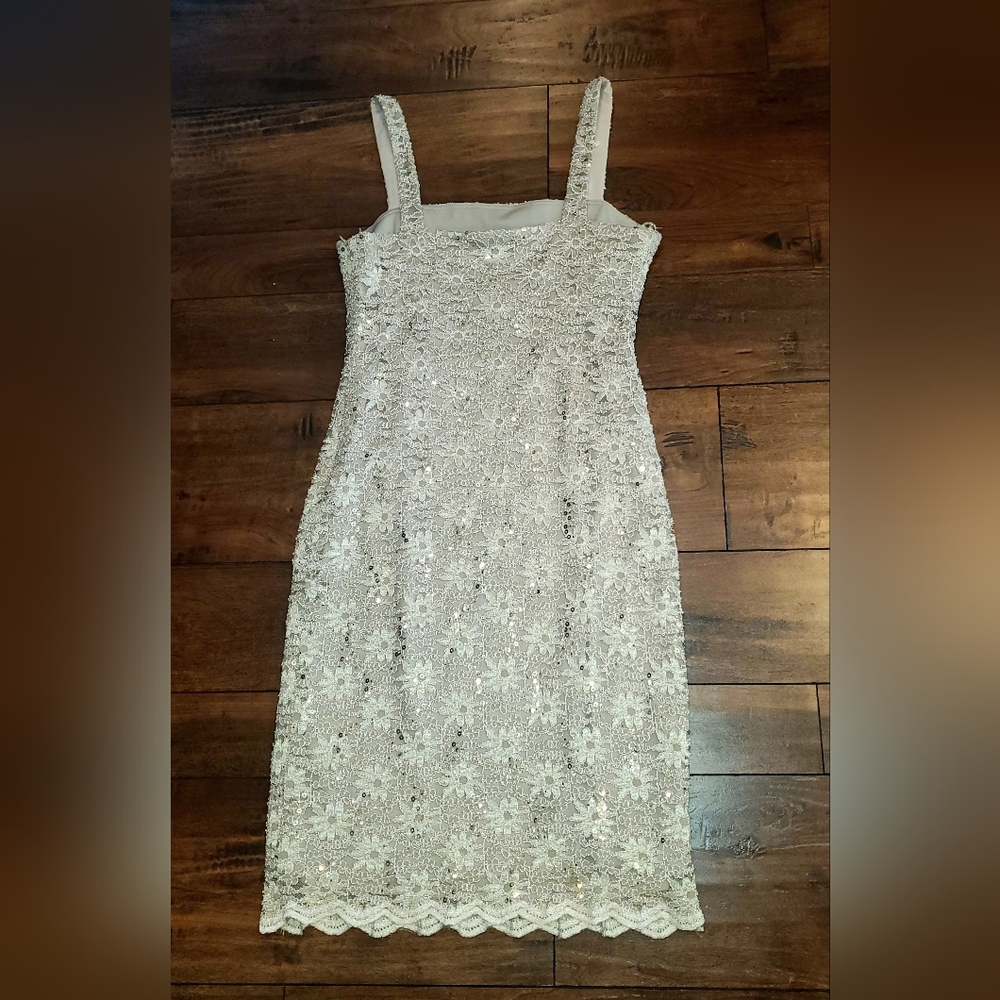 R & M Collection - Champange Lace 2 Pc- Women's Dress with Jacket Size 10 - Picture 3 of 16